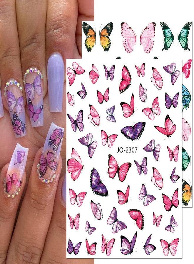 BSBTBZ Butterfly Nail Art Stickers, 3D Decals - Self-Adhesive Butterflies Wing Designs for Women, DIY Nail Decoration - Image 2
